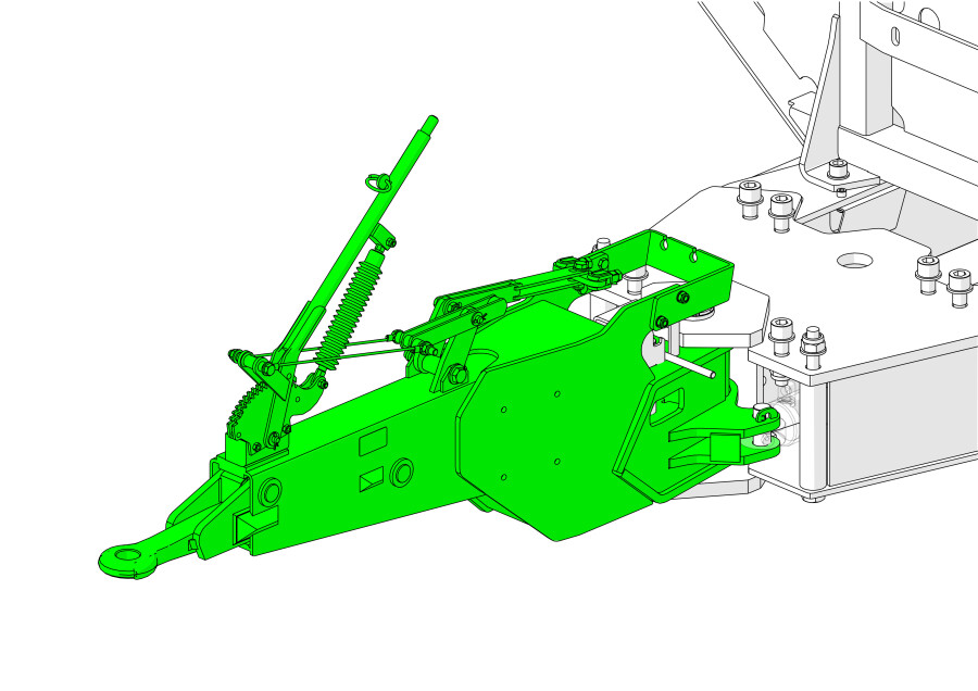 High type overrun drawbar with hitch - C7